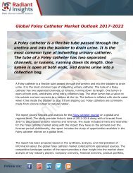 Foley Catheter Market Size, Share, Trends, Outlook and Forecast Report to 2022:Radiant Insights, Inc