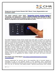 Fingerprint Access Control Market 2017 Share, Trend, Segmentation and Forecast to 2022