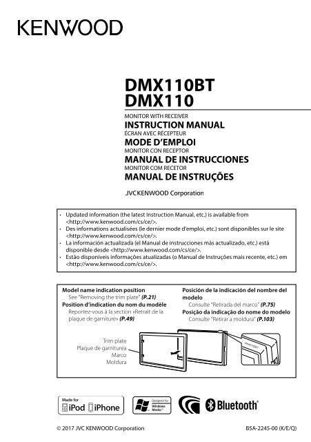 Kenwood DMX110BT - Car Electronics English,French,Spanish,Portuguese  (Europe) OperationManual (2017)