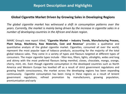 Global Cigarette Market Share, Size and Forecast 2017-2022