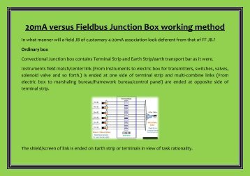 20mA versus Fieldbus Junction Box working method