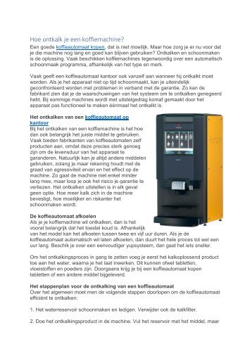 Hoe ontalk je een koffiemachine