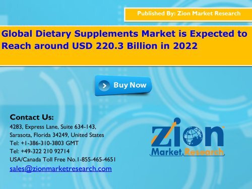 Global Dietary Supplements Market, 2016 – 2022