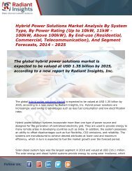 Hybrid Power Solutions Market Size, Share, Trends, Analysis and Forecast Report to 2025:Radiant Insights, Inc