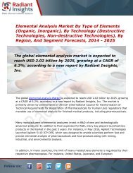 Elemental Analysis Market Size, Share, Trends, Analysis and Forecast Report to 2025:Radiant Insights, Inc