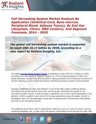 Cell Harvesting System Market Size, Share, Trends, Analysis and Forecast Report to 2025:Radiant Insights, Inc