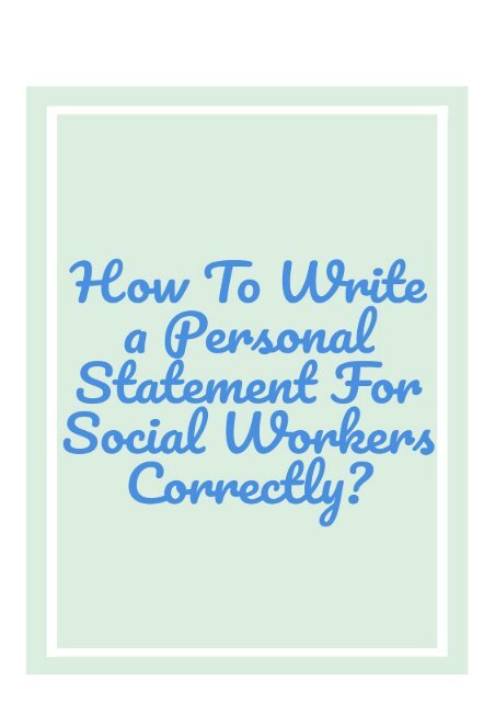 personal statement about social workers