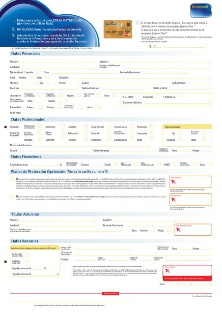 1. 2. 3. Titular Adicional Datos Profesionales Datos ... - Barclaycard