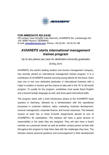 AVIAREPS starts international management trainee program