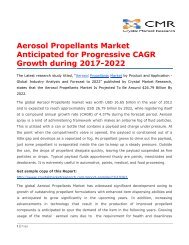 Aerosol Propellants Market Anticipated for Progressive CAGR Growth during 2017-2022