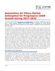 Automotive Air Filters Market Anticipated for Progressive CAGR Growth during 2017-2022