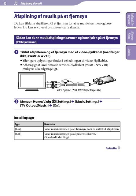 Sony NWZ-A847 - NWZ-A847 Istruzioni per l'uso Danese