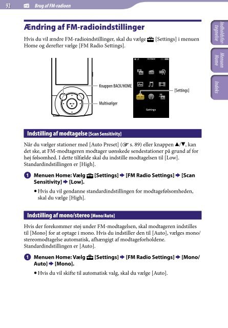 Sony NWZ-A847 - NWZ-A847 Istruzioni per l'uso Danese