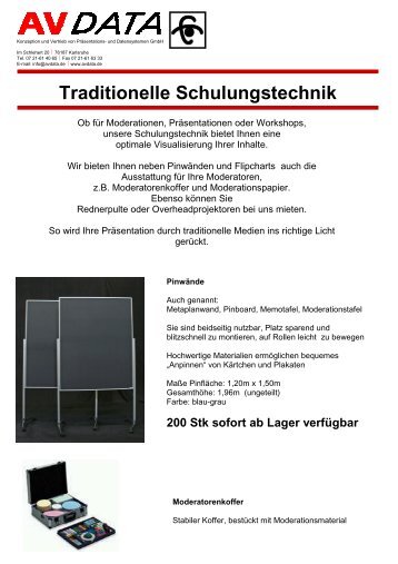 Traditionelle Schulungstechnik - AVData GmbH