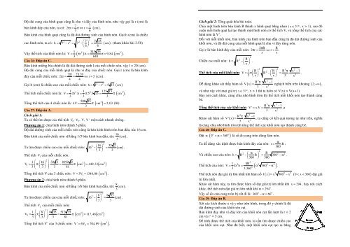 Kỹ năng giải bài toán trắc nghiệm thực tế - Ứng dụng đạo hàm - Ứng dụng hàm số lũy thừa - Hàm mũ và logarit - Khối đa diện - Khối tròn xoay Phương pháp tọa độ trong không gian - Nguyên hàm - tích phân