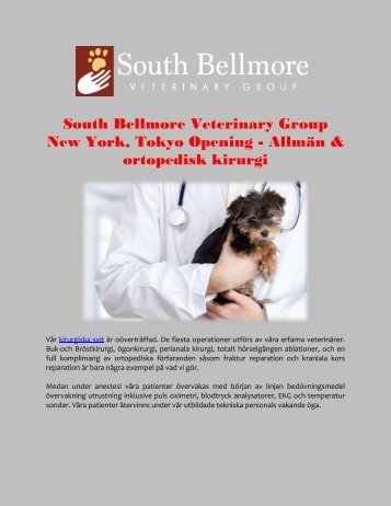 South Bellmore Veterinary Group New York, Tokyo Opening - Allmän & ortopedisk kirurgi