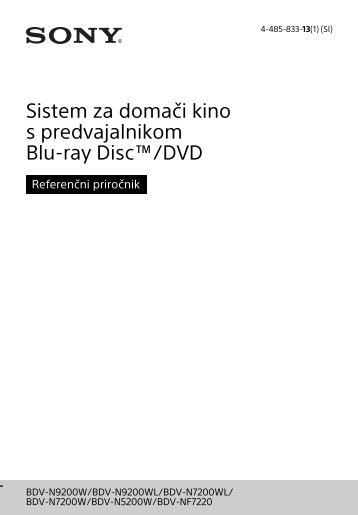 Sony BDV-N7200W - BDV-N7200W Guida di riferimento Sloveno