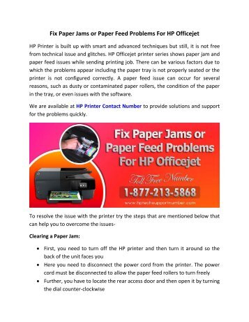 Fix Paper Jams or Paper Feed Problems For HP Officejet