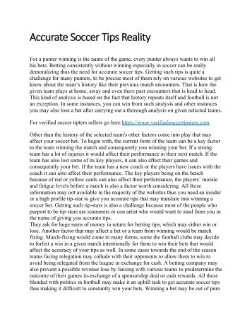 Accurate Soccer Tips Reality