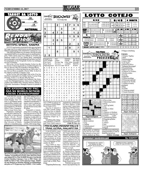 NOVEMBER 12, 2017 BULGAR: BOSES NG PINOY, MATA NG BAYAN