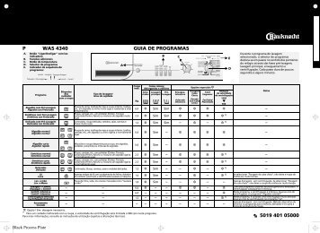 KitchenAid WAS 4340 - WAS 4340 PT (855450001000) Scheda programmi