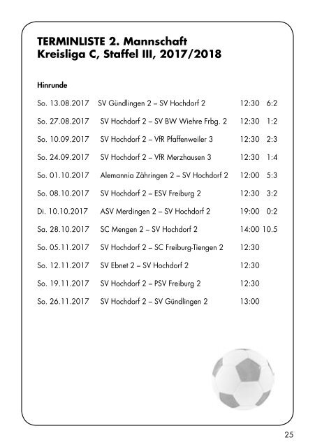 Sport Report - SV Hochdorf - Sonntag 05.11.2017