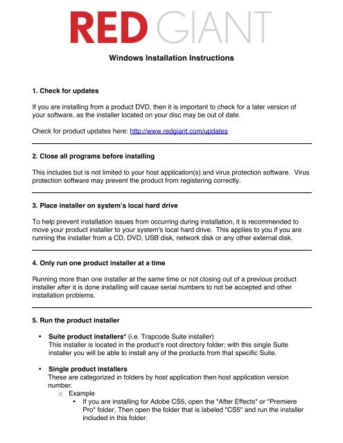 Win Installation Instructions