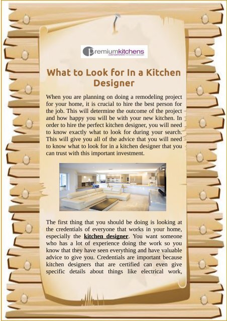 What to Look for In a Kitchen Designer