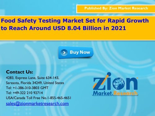 Global Food safety testing Market, 2015 – 2021