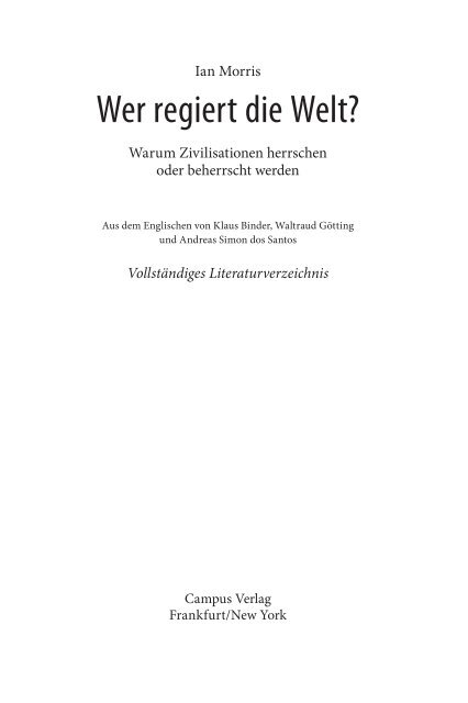 Wer Regiert Die Welt Campus Verlag