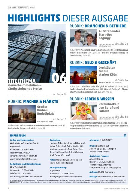 Die Wirtschaft Köln - Ausgabe 05 / 2017