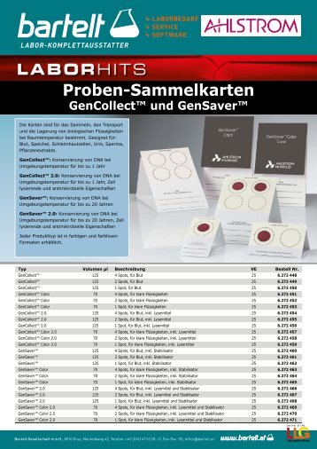 LLG Flyer of the week Proben-Sammelkarten GenCollect und GenSaver