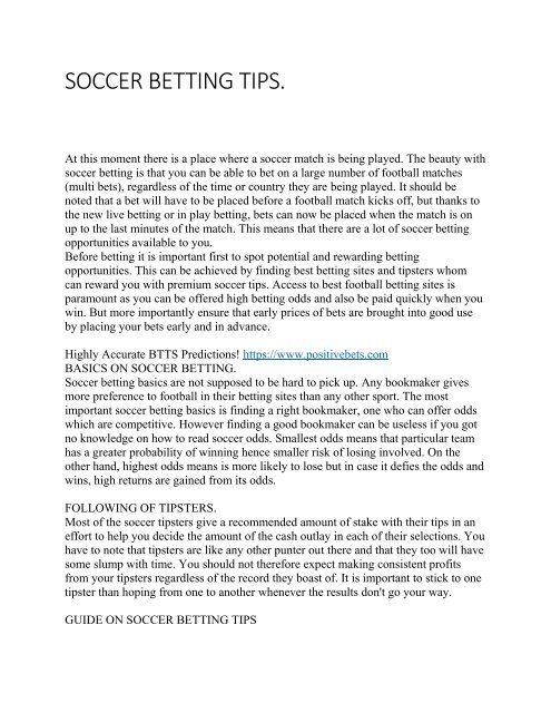 SOCCER BETTING TIPS