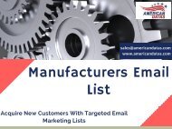 Manufacturers Email List | Manufacturing Industry Mailing List | Industry Mailing List