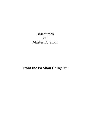 Discourses of Master Po Shan