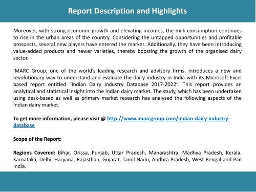 Indian Dairy Industry Database Share, Size, Price Trends and Forecast 2017-2022