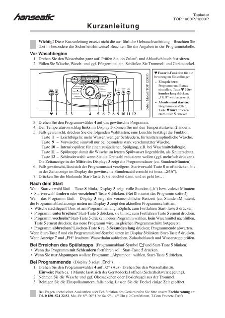 KitchenAid TOP 1000 P - TOP 1000 P DE (858485403020) Scheda programmi