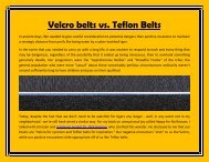 Teflon Belts Vs. Velcro belts