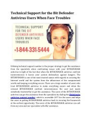Technical Support for the Bit Defender Antivirus Users When Face Troubles