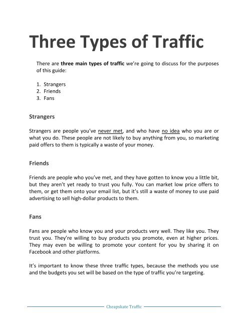 Traffic Guide - Where To Get Internet Traffic