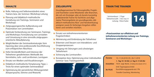 Offenes Seminarangebot 2018