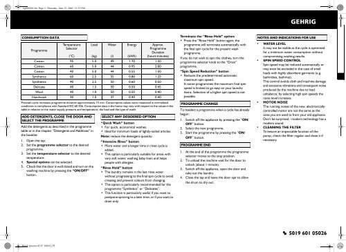 KitchenAid GEHRIG WA 860 - GEHRIG WA 860 EN (855457116000) Guide de consultation rapide