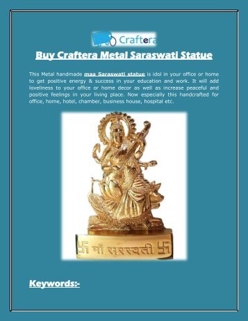 Buy Craftera Metal Saraswati Statue