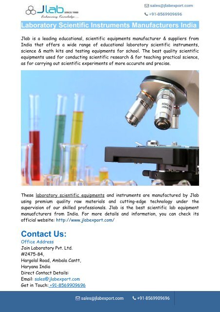 Laboratory Scientific Instruments Manufacturers India