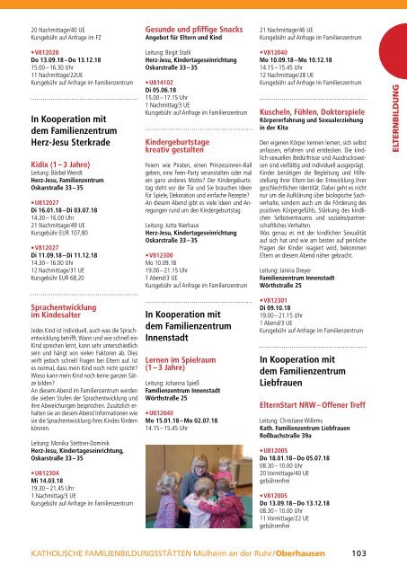 Mülheim-Oberhausen @KEFB Bistum Essen Programm 2018