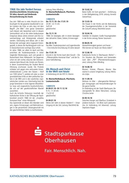 Mülheim-Oberhausen @KEFB Bistum Essen Programm 2018