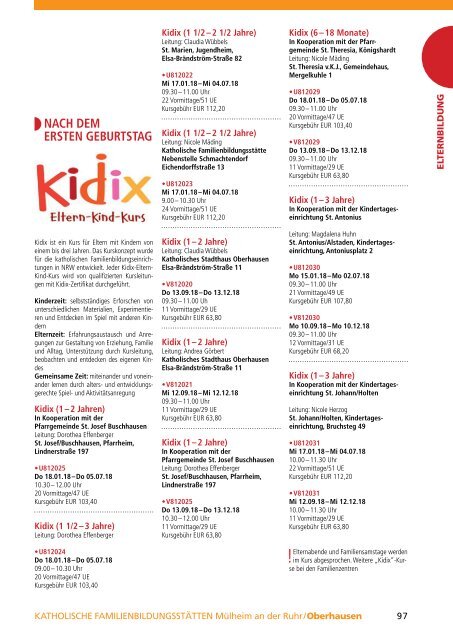 Mülheim-Oberhausen @KEFB Bistum Essen Programm 2018