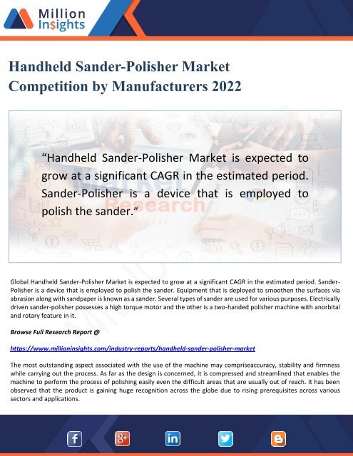 Handheld Sander-Polisher Market Competition by Manufacturers 2022