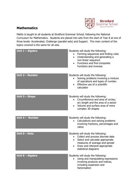 OLDYear 8 Curriculum Information Booklet 2017-2018