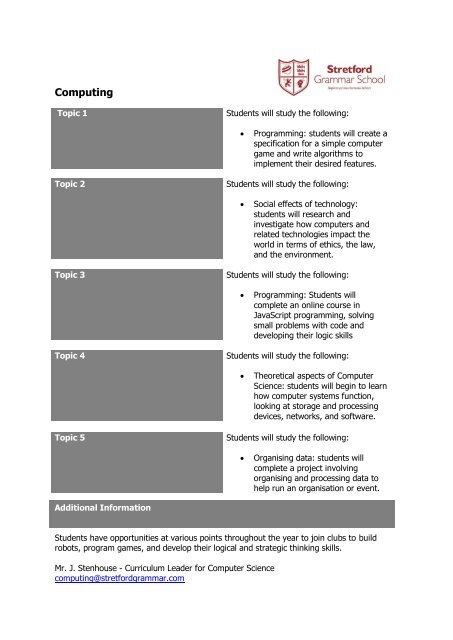 OLDYear 8 Curriculum Information Booklet 2017-2018